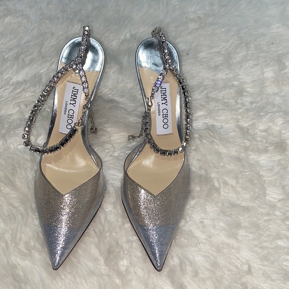 Jimmy Choo Saeda 100 glitter plexi &‎ leather pump size 36.5EU - Picture 5 of 13